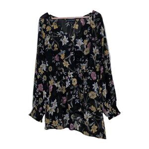 Love & Legend Whimsigoth Sheer Top Womens 18 Multicolor Floral Tunic Boho Wrap